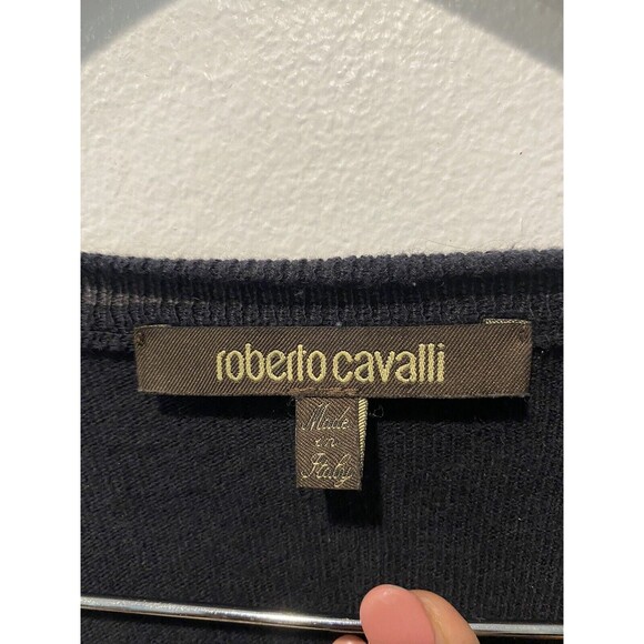 Roberto Cavalli knitted cardigan Made in Italy Cotton&Cashmere with Logo Size M - Picture 5 of 9